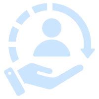 Customer assistance symbol with circular arrow