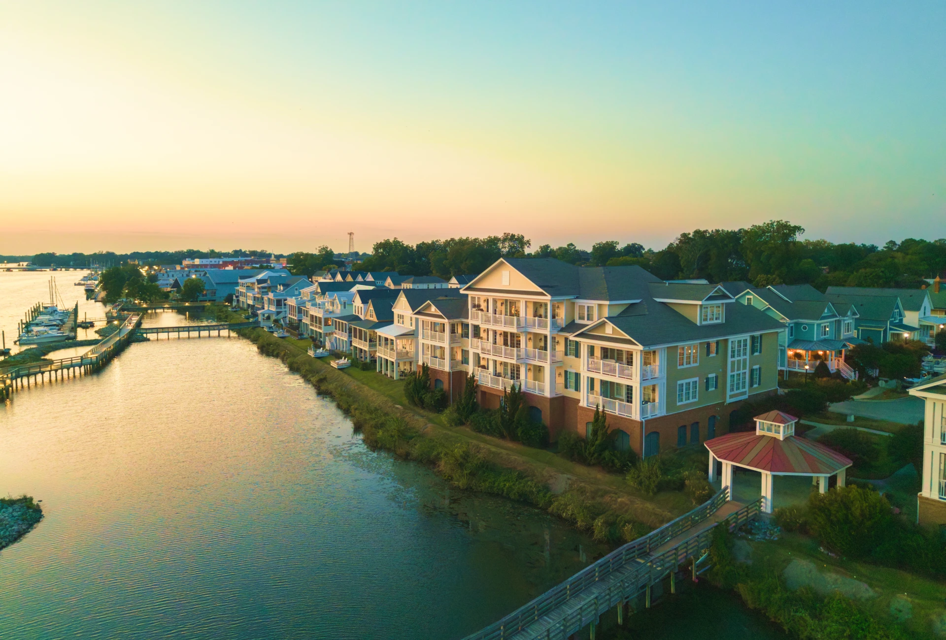 Coastal neighborhood with dock