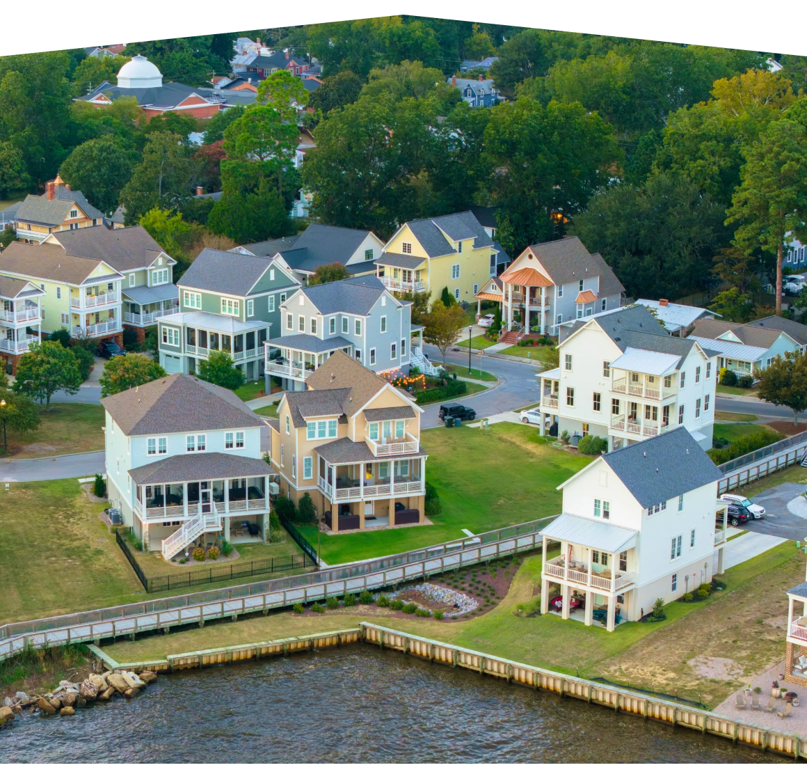 Colorful houses by the waterfront